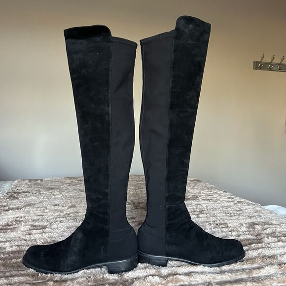 Stuart Weitzman 5050 Black Suede Over The Knee Tall Boots Women 9 M Back Stretch - Picture 3 of 16